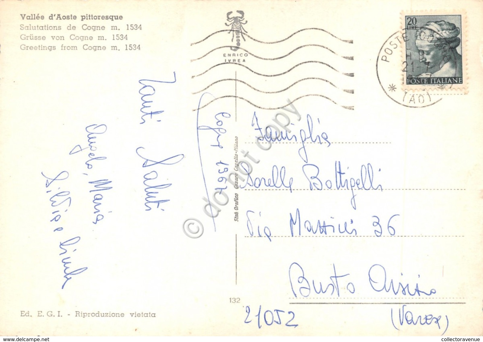 Cartolina Cogne Vedute 1967 (Aosta) - Other & Unclassified