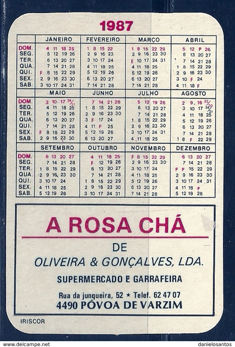 1987 Pocket Calendar Calandrier Calendario Portugal Lugares Cidades Braga Bom Jesus De Braga - Grand Format : 1981-90