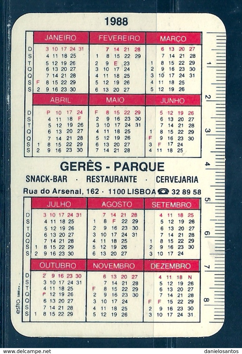 1988 Pocket Calendar Calandrier Calendario Portugal Lugares Cidades Parque Do Gerês - Grand Format : 1981-90