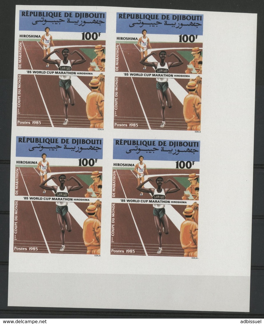 DJIBOUTI N° 615 NEUFS ** MNH Non Dentelés (imperforated) BLOC DE 4 HIROSHIMA COUPE DU MODE DE MARATHON  TB - Atletismo