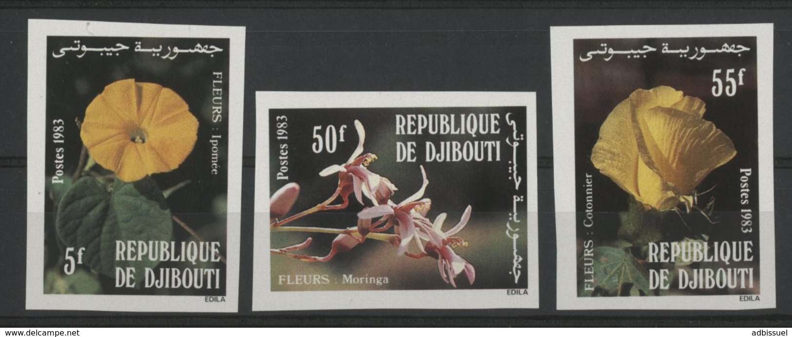 DJIBOUTI N° 564 à 566 NEUFS ** MNH Non Dentelés (imperforated) Série De 3 VALEURS . FLEURS. TB - Dschibuti (1977-...)