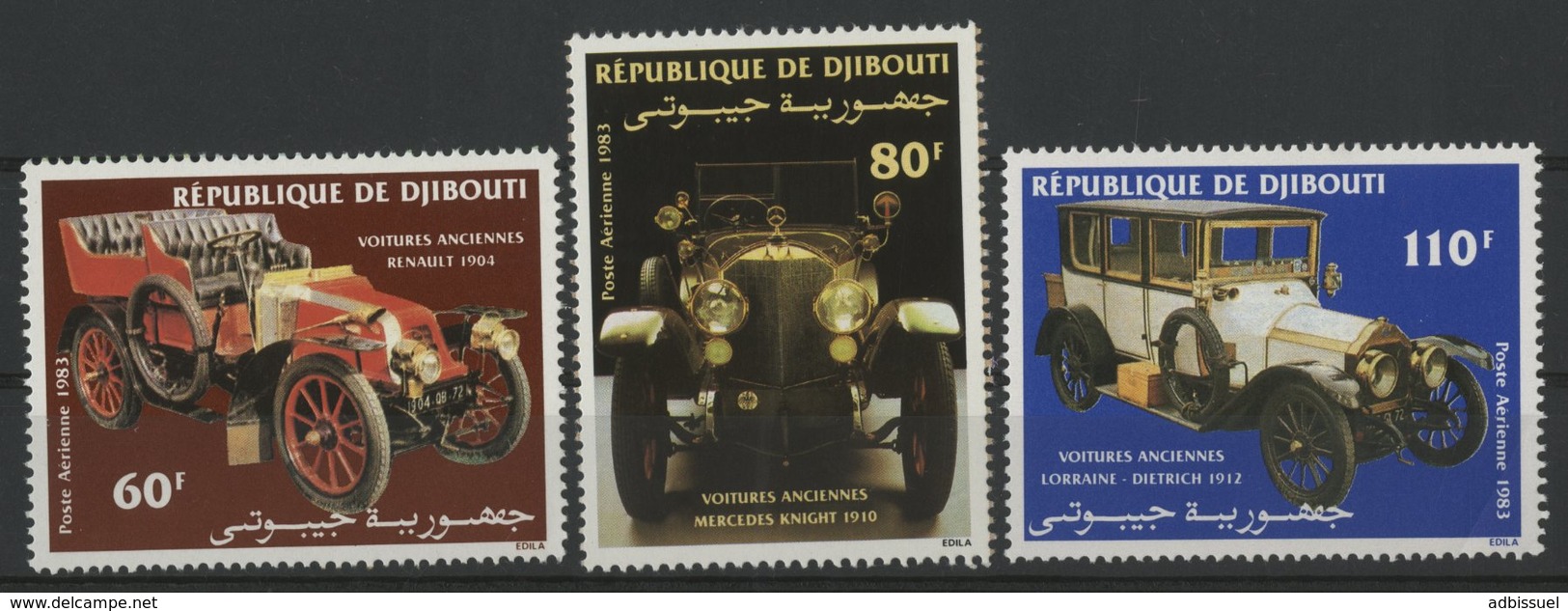 DJIBOUTI POSTE AERIENNE N°190 à 192 NEUFS ** MNH Série De 3 Valeurs. VOITURES ANCIENNES 1983. TB - Auto's