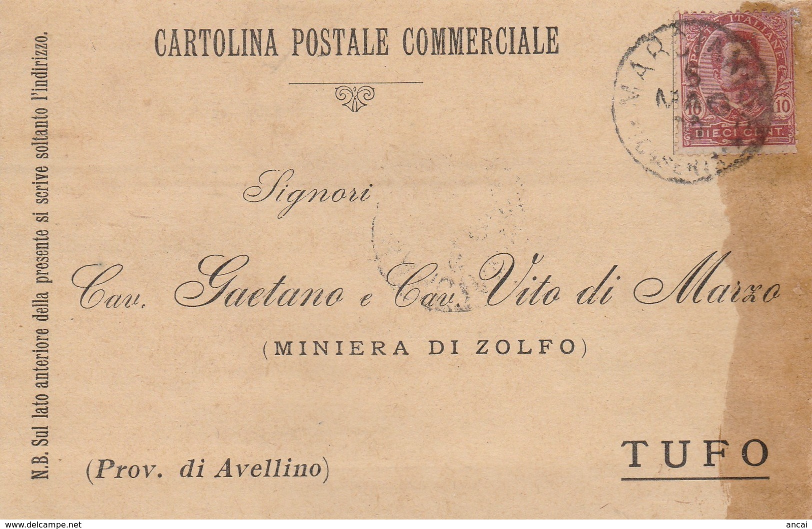 Marcianise. 1900. Annullo Grande Cerchio MARCIANISE (CASERTA), Su Cartolina Postale - Storia Postale