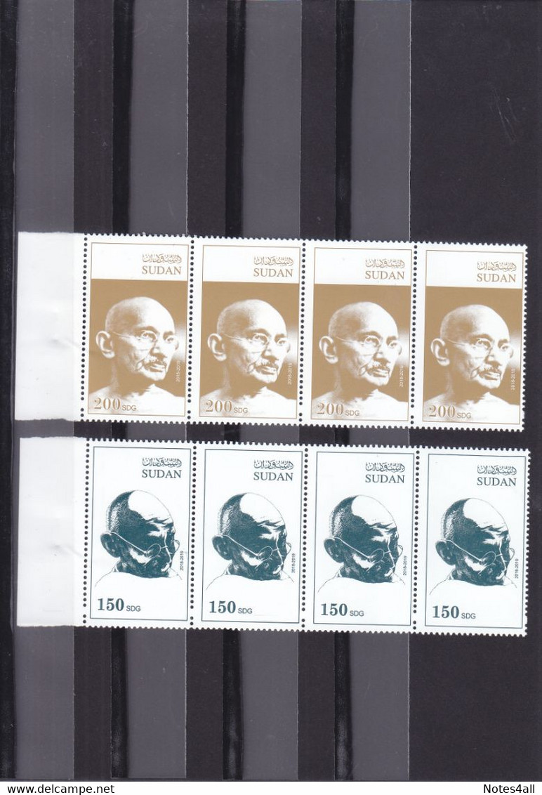 Stamps SUDAN 2019 INDIA 150 ANNIVERSARY MAHATMA GANDHI BIRTH MNH STRIP BLOCK #7 */* - Sudan (1954-...)