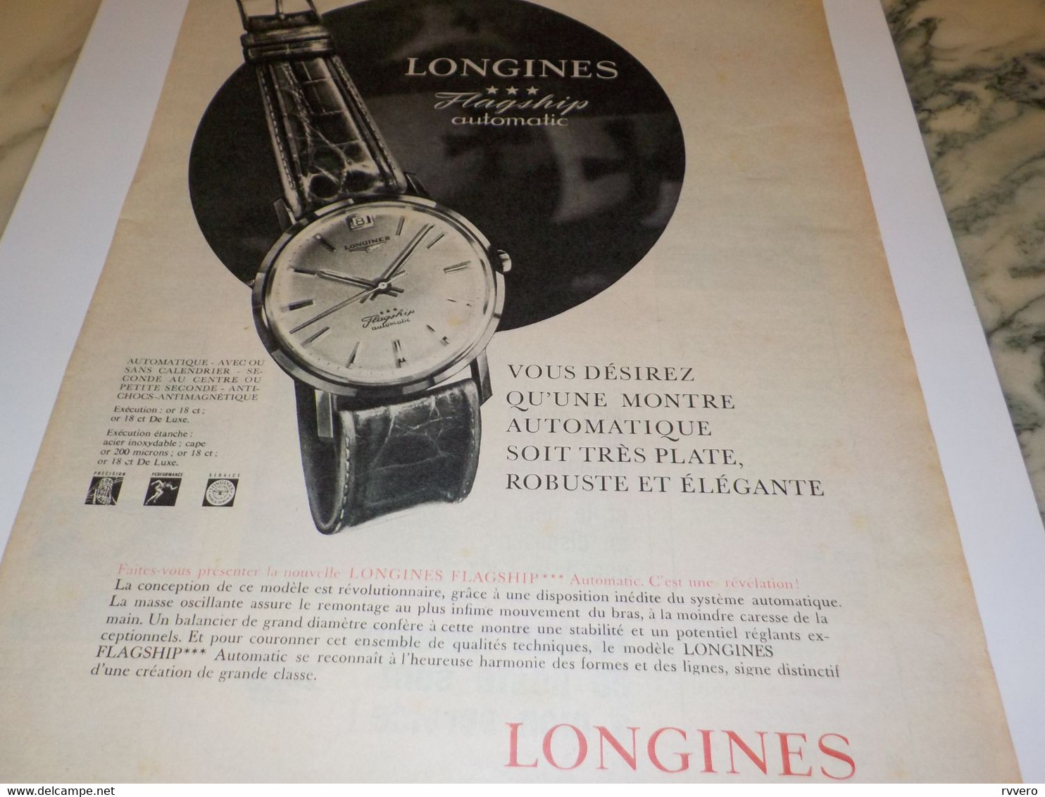 ANCIENNE PUBLICITE  MONTRE FLAGSHIP LONGINES 1961 - Autres & Non Classés