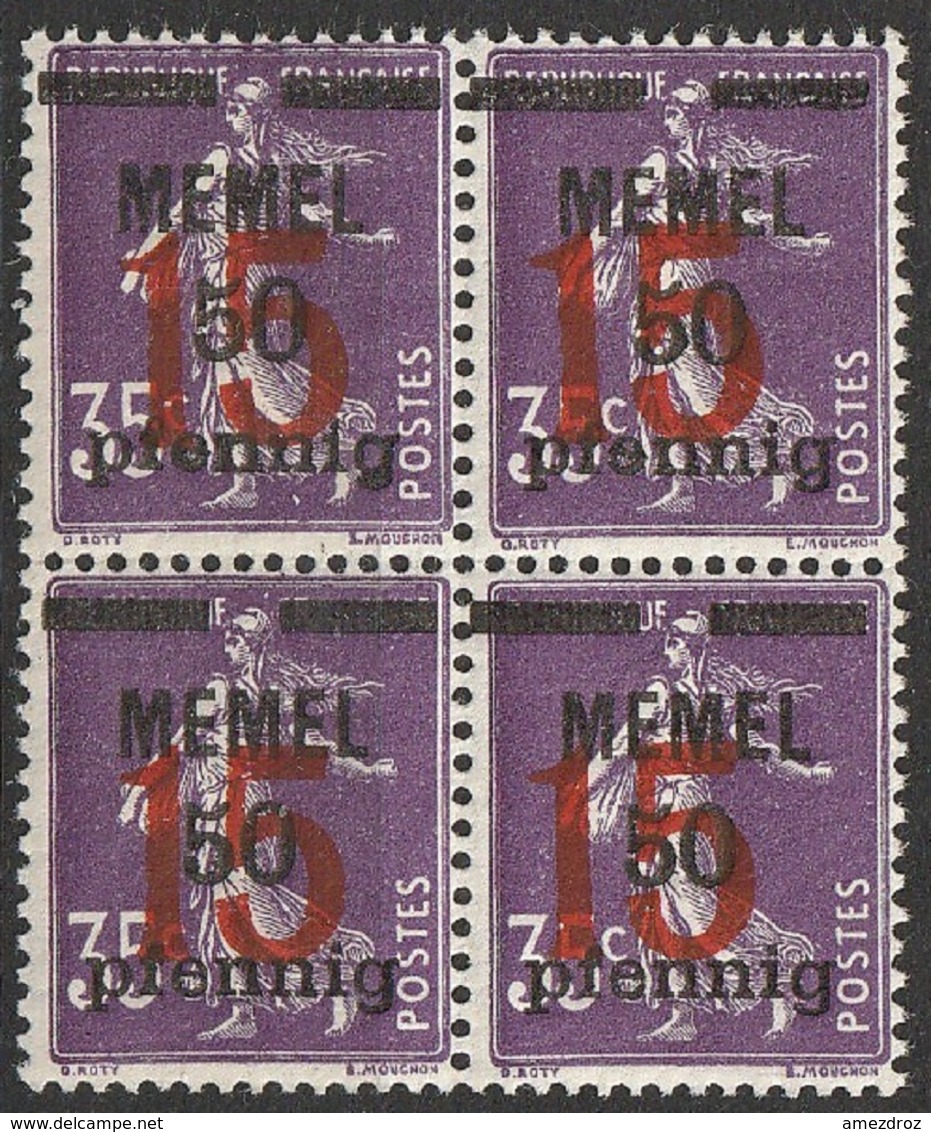 Memel 1921 N° 48 NMH Bloc De Quatre   (F20) - Unused Stamps