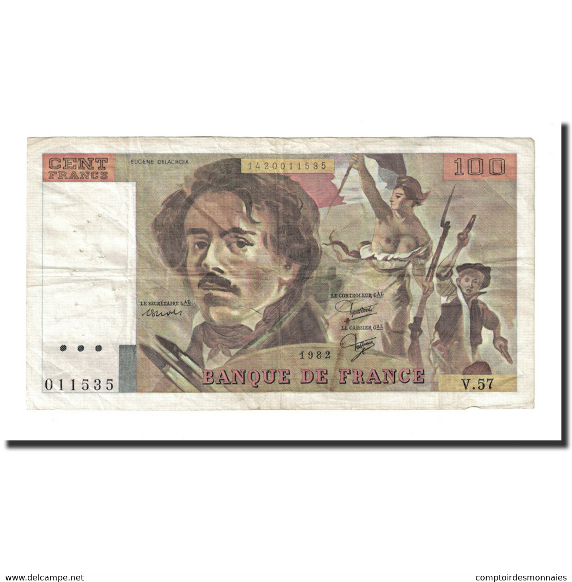 France, 100 Francs, Delacroix, 1986, TTB, Fayette:69.06, KM:154b - 100 F 1978-1995 ''Delacroix''