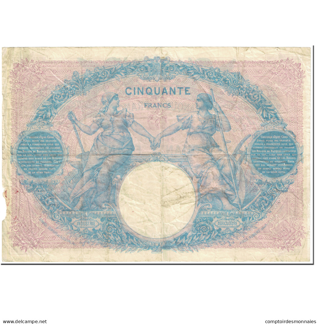France, 50 Francs, Bleu Et Rose, 1908, 1909-05-12, TB, Fayette:14.22, KM:64e - 50 F 1889-1927 ''Bleu Et Rose''
