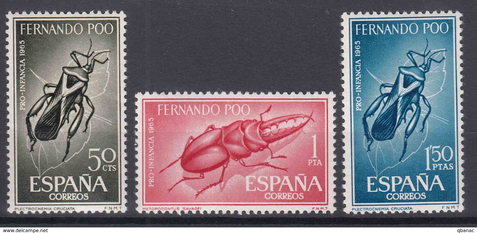 Fernando Po Insects 1965 Mi#238-240 Mint Never Hinged - Fernando Po