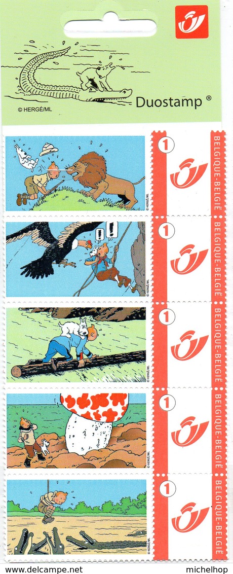 DUOSTAMP - TINTIN - KUIFJE - HERGE - 5 Timbres (sous Blister D'origine) - Sonstige & Ohne Zuordnung