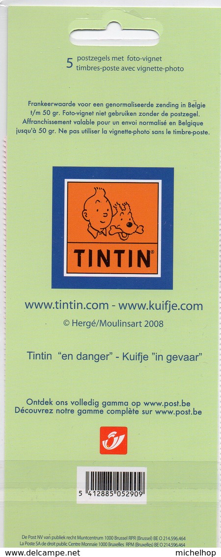 DUOSTAMP - TINTIN - KUIFJE - HERGE - 5 Timbres (sous Blister D'origine) - Sonstige & Ohne Zuordnung