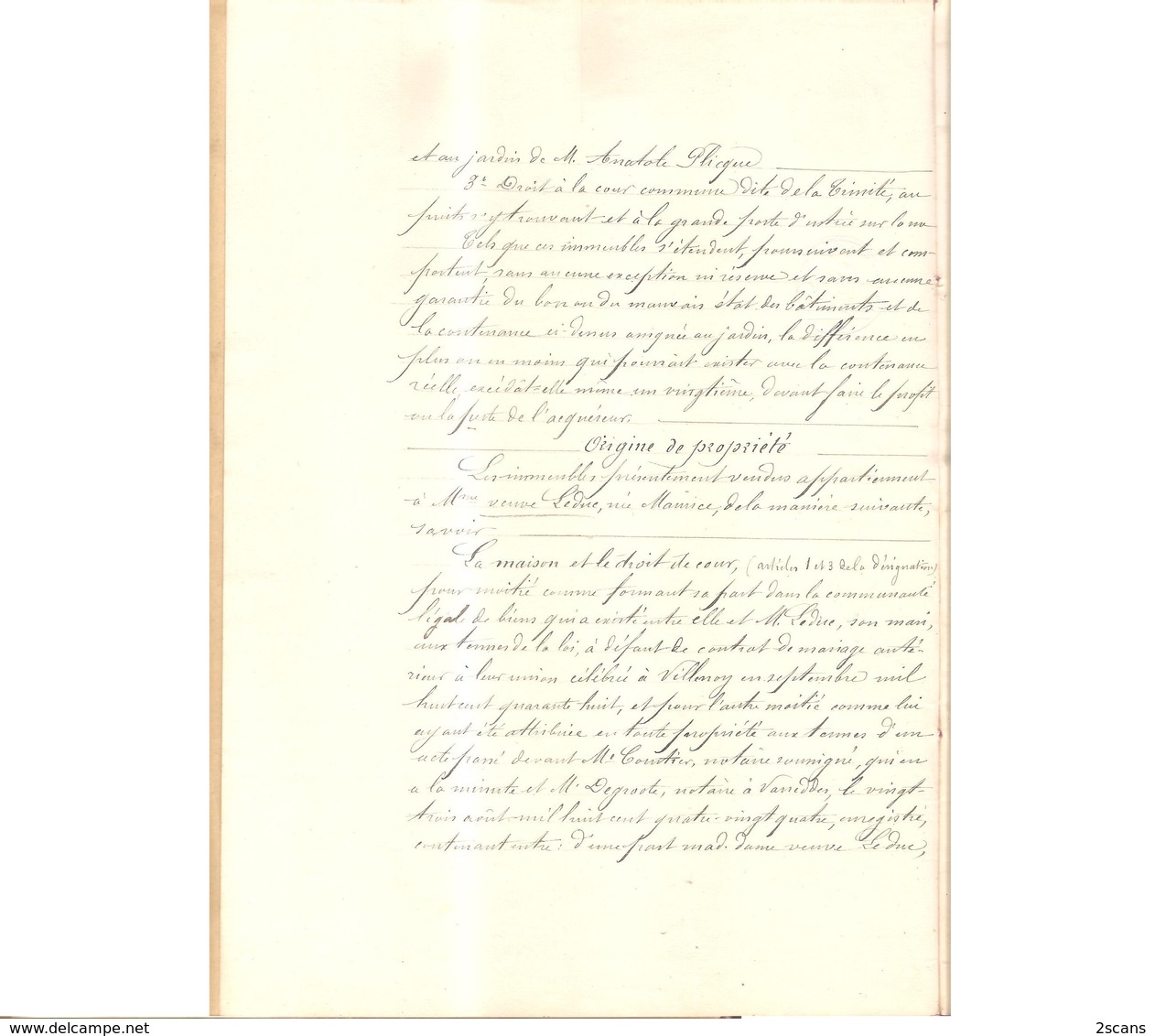 1893 - Vente Par Mme Vve LEDUC (née MAURICE) à M. Henri BOURETTE - Maison D'habitation à Villenoy - (Meaux, PIGOIZARD) - Villenoy