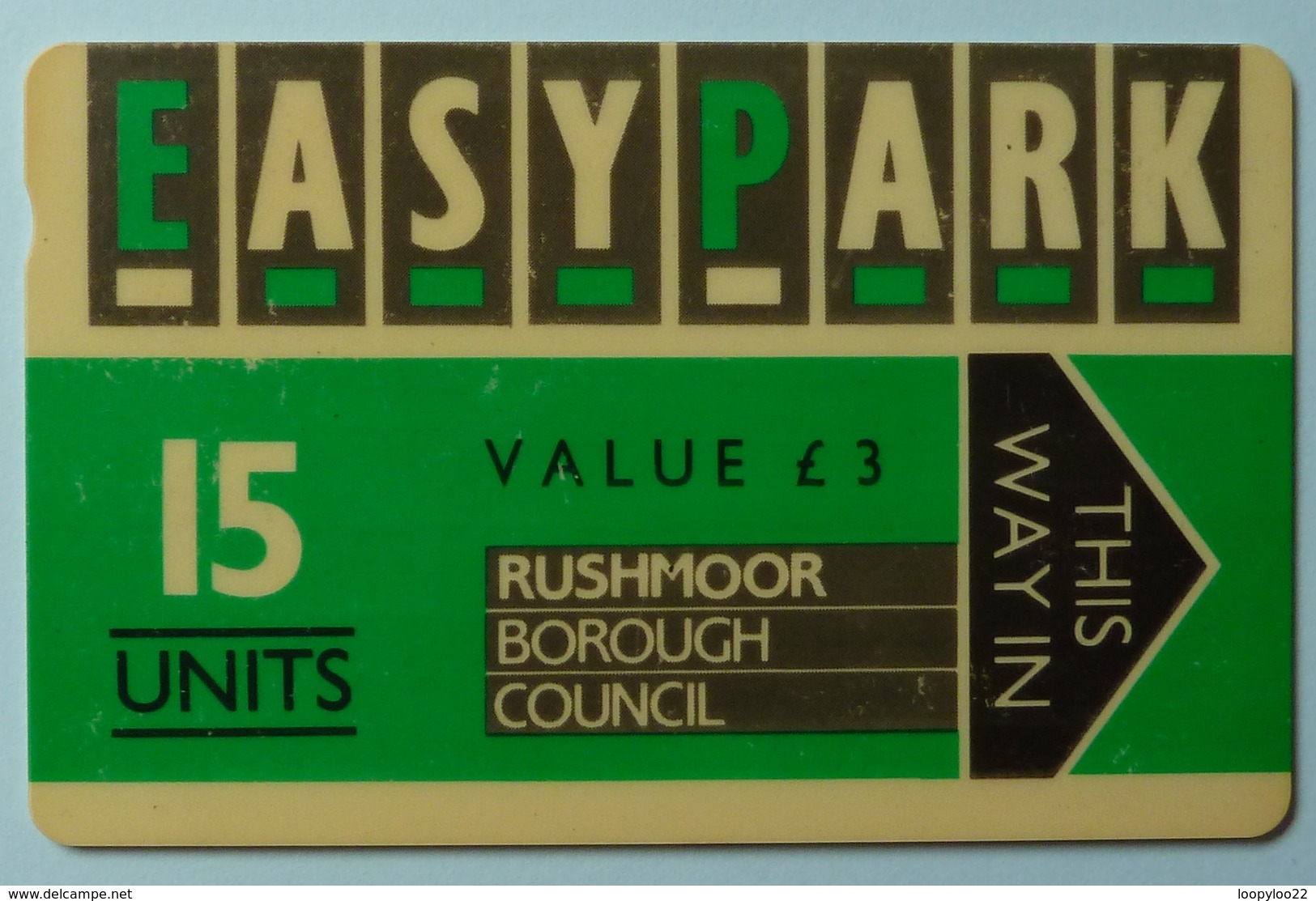 UK - Great Britain - Parking Card - Easy Park - Rushmoor Borough Council - 15 Units - 1RBCA - £3 - Dark Grey - Used - Collections