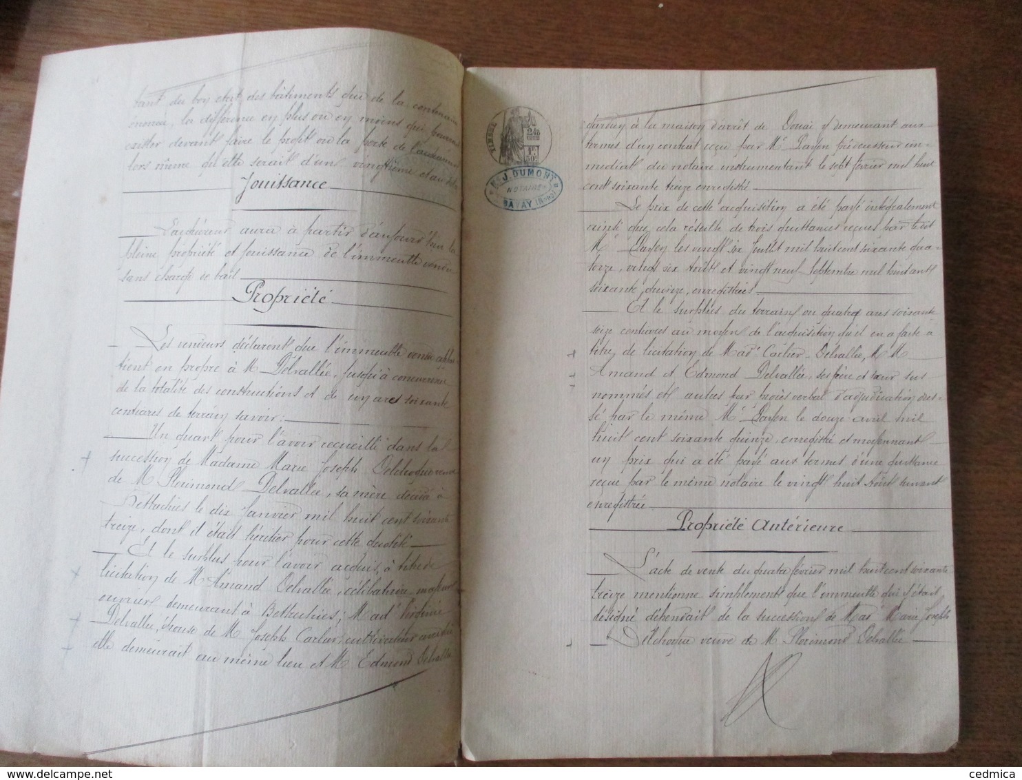 BETTRECHIES LE 9 FEVRIER 1885 VENTE PAR M. PIERRE DELVALLEE A M.PHILEMON CARLOT MARCHAND BRASSEUR A HOUDAIN UNE MAISON - Manuscrits