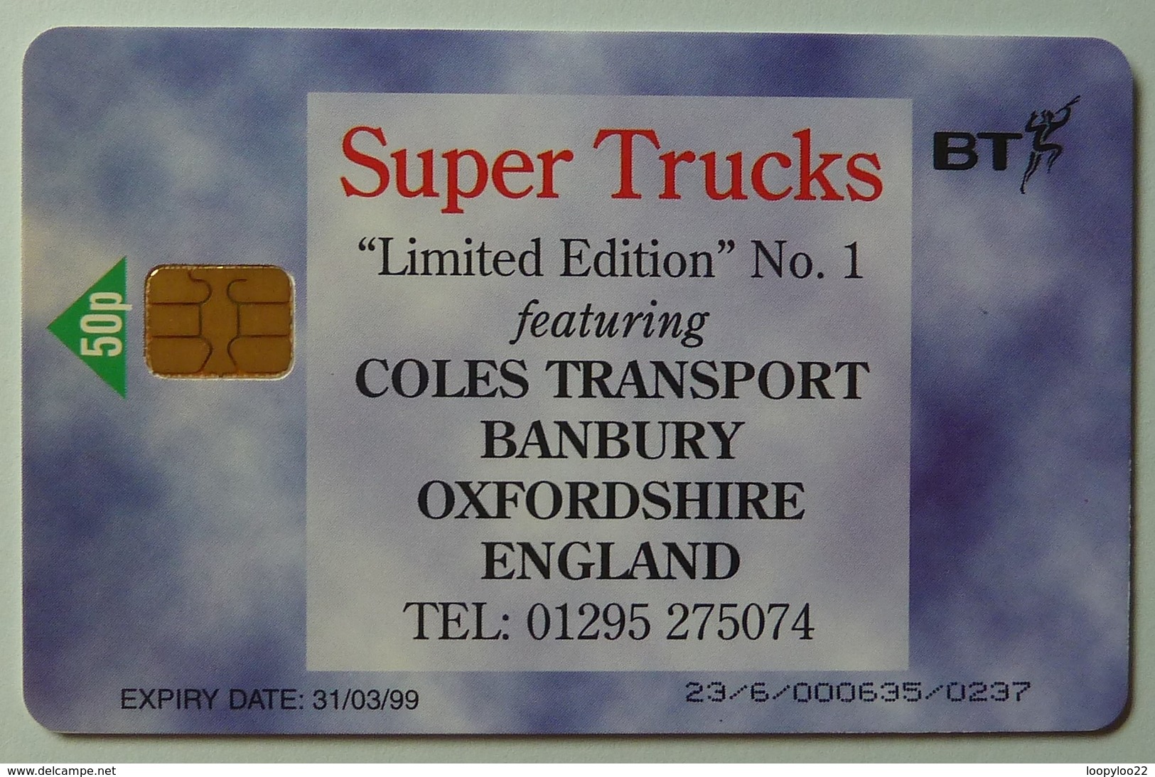 United Kingdom - BT - Chip - PRO261 - Super Trucks No 1 - Coles & Sons - 1000ex - Mint - BT Promotional