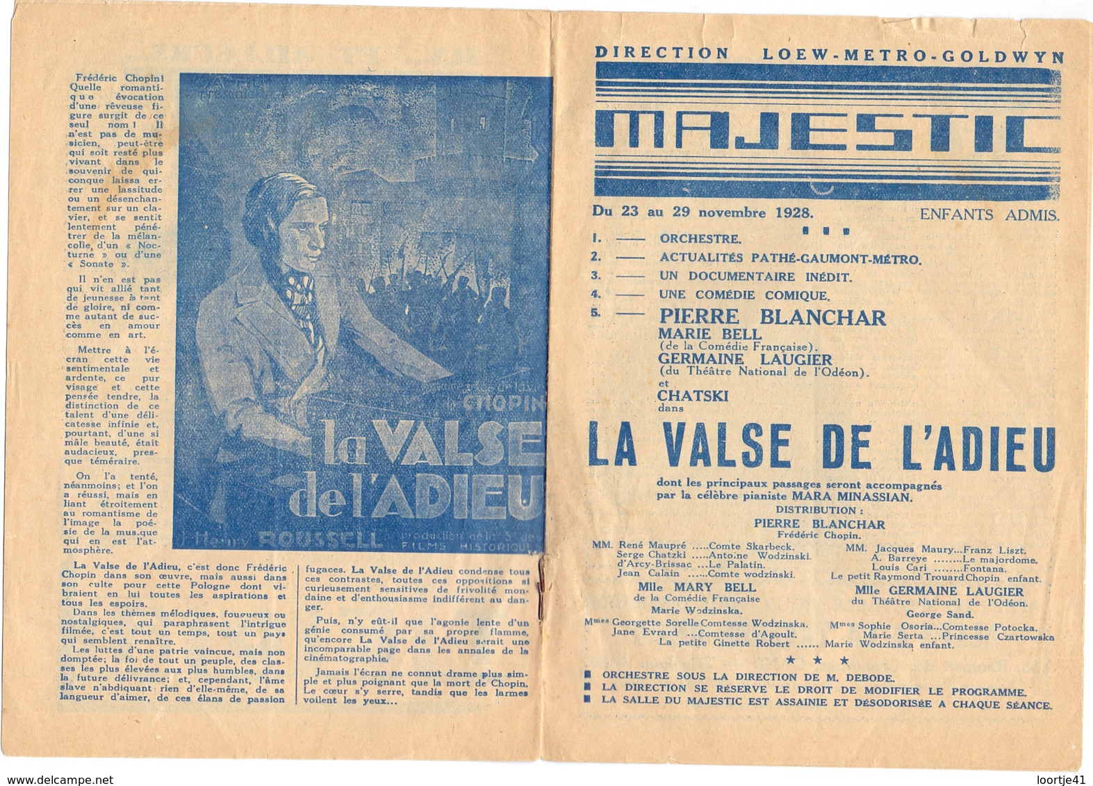 Pub Reclame - Ciné Cinema Bioscoop Film - Programma Programme Majestic Gent - La Valse De L'adieu - 1928 - Publicité Cinématographique