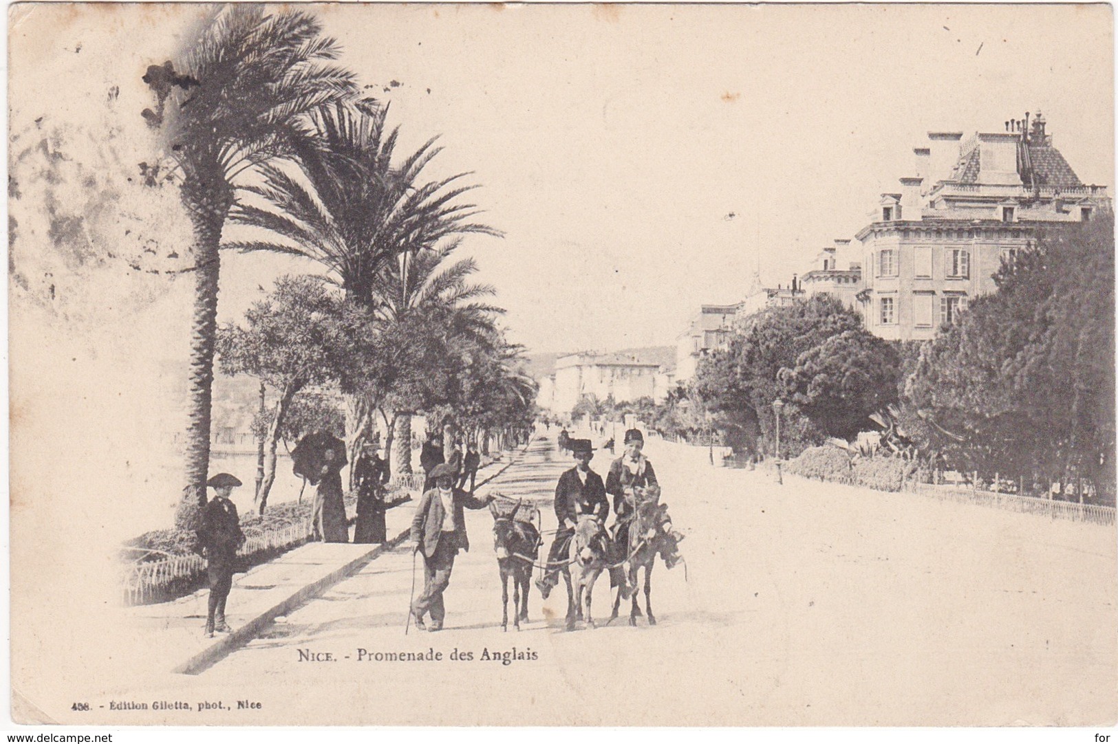 06 : NICE : Promenade Des Anglais : Enfants à Dos D'anes  ( Trés Belle Animation ) - Timbrée 1901 - Précurseur - - Old Professions
