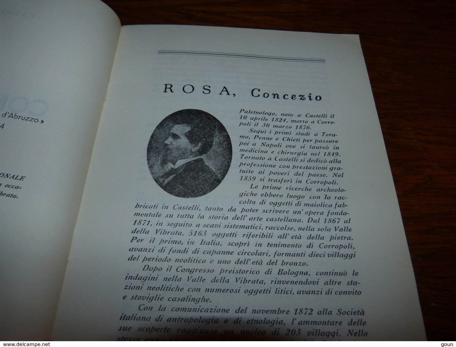 Plaquette Concezio Rosa Paletnologo Raffaele Aurini 14 Pages - Autres & Non Classés