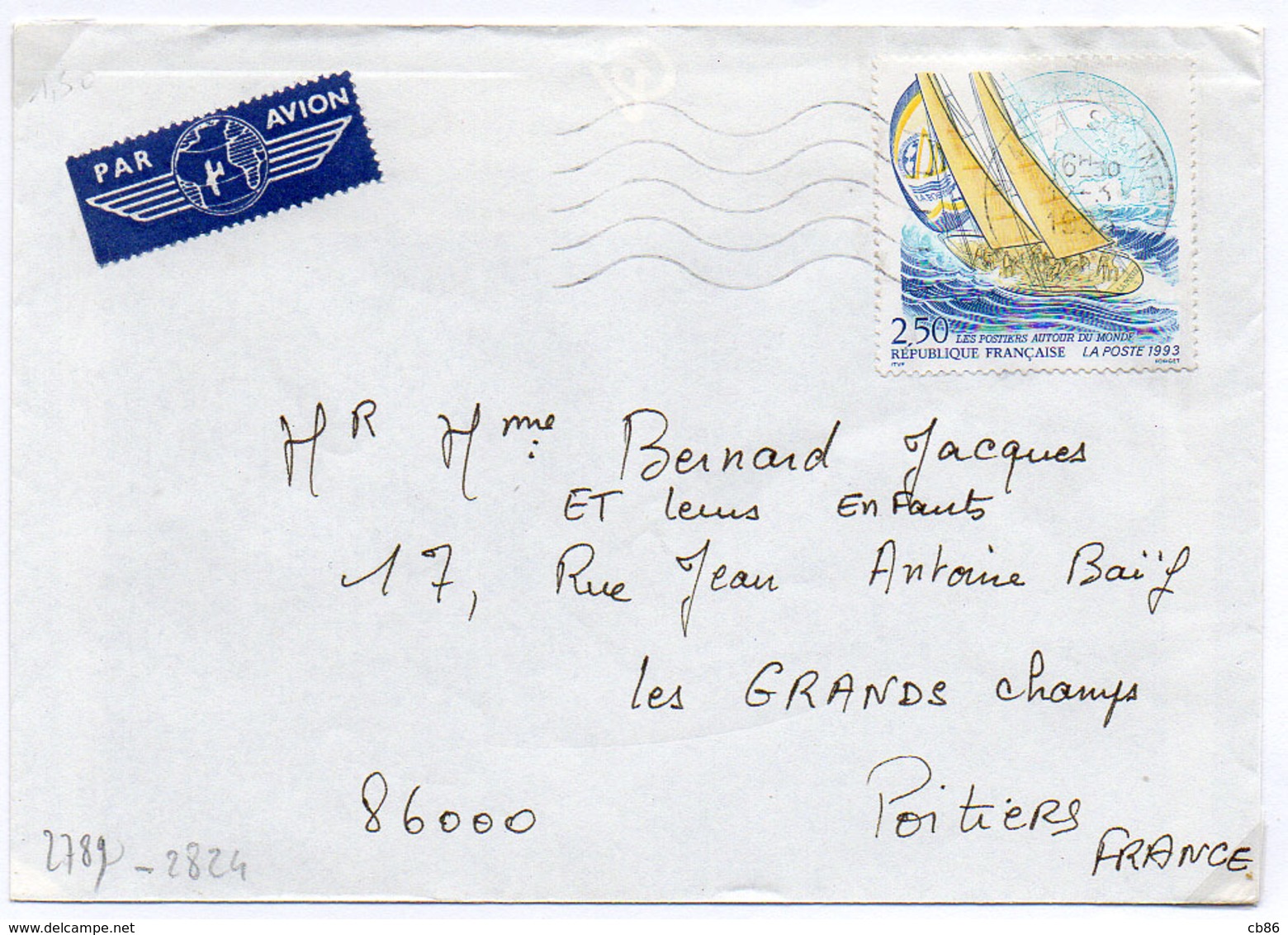 France N° 2789 Y. Et T. La Réunion La Saline Flamme Ondulée Du 12/03/1993 Sur Lettre - 1961-....