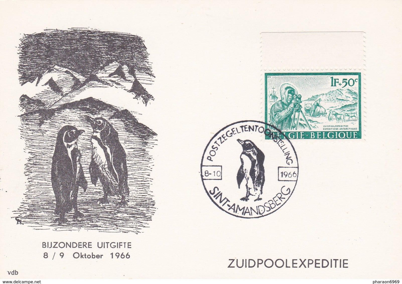 1391 Zuidpoolexpediite Expéditions Antarctiques Sint-Amandsberg Pingouin - Lettres & Documents