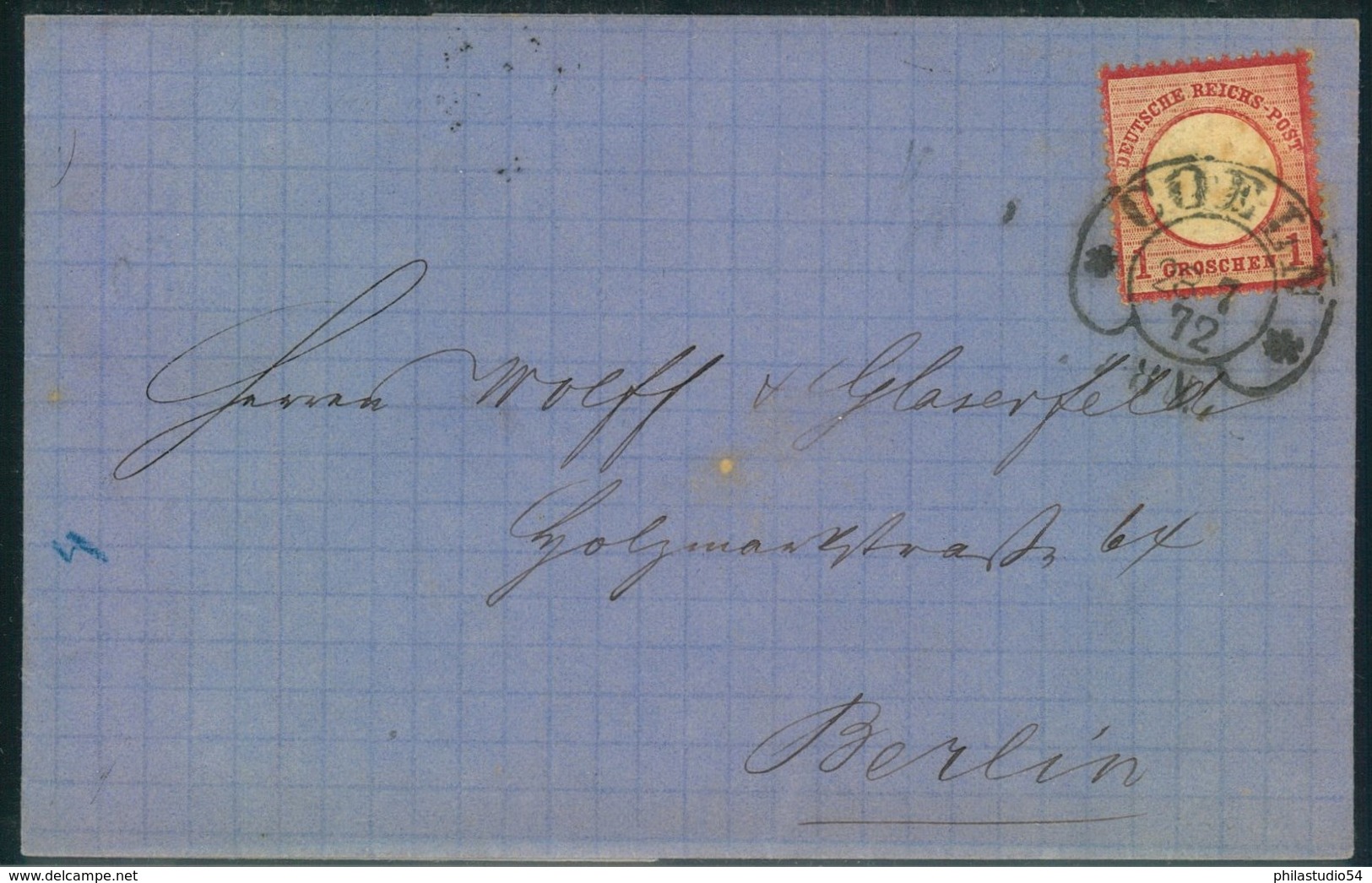 1872, "COELN". Hufeisenstempel, Klarer Abschlag Auf Faltbrief Mit 1 Gr. Kleiner Schild - Cartas & Documentos