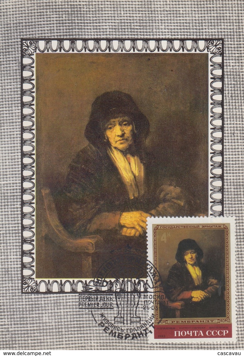 Carte Maximum  1er  Jour   U.R.S.S   Oeuvre  De  REMBRANDT   1983 - Rembrandt