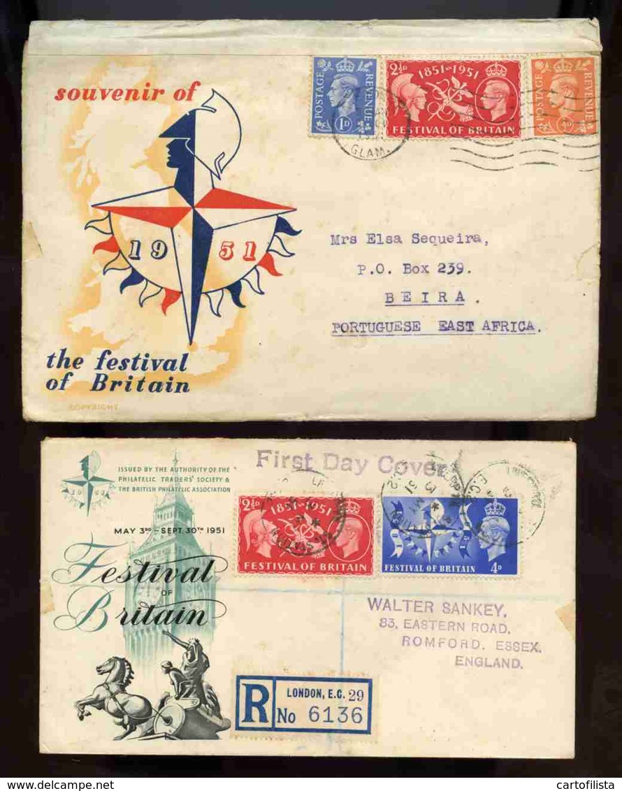 2 FDC , 1 REGISTERED, Cover, Festival Of Britain 1951  (2 Scans) - ....-1951 Pre Elizabeth II