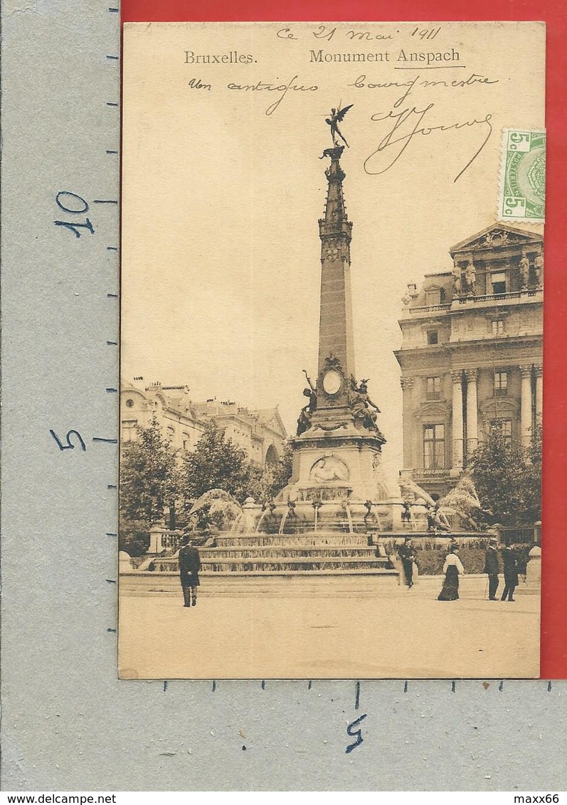 CARTOLINA VG BELGIO - BRUXELLES - Monument Anspach - 9 X 14 - 1911 - Monumenti, Edifici