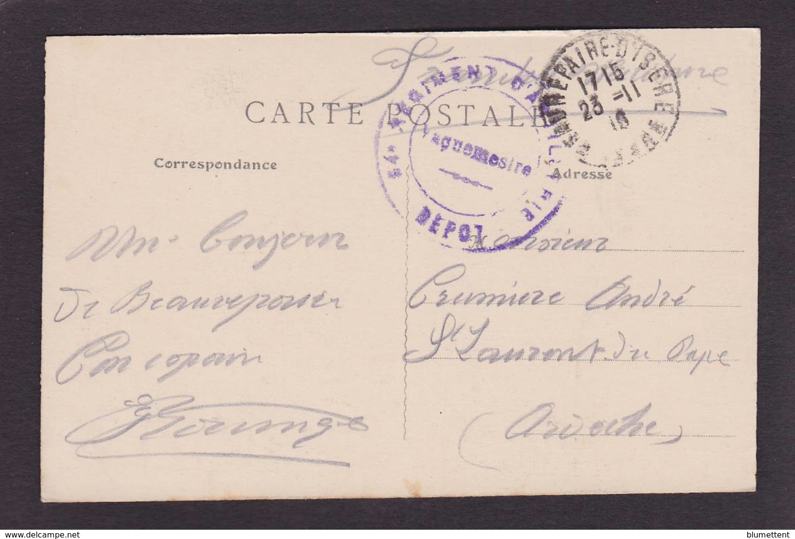 CPA Isère 38 Beaurepaire Circulé Café Devanture Commerce Cachet Franchise Militaire Militaria - Beaurepaire