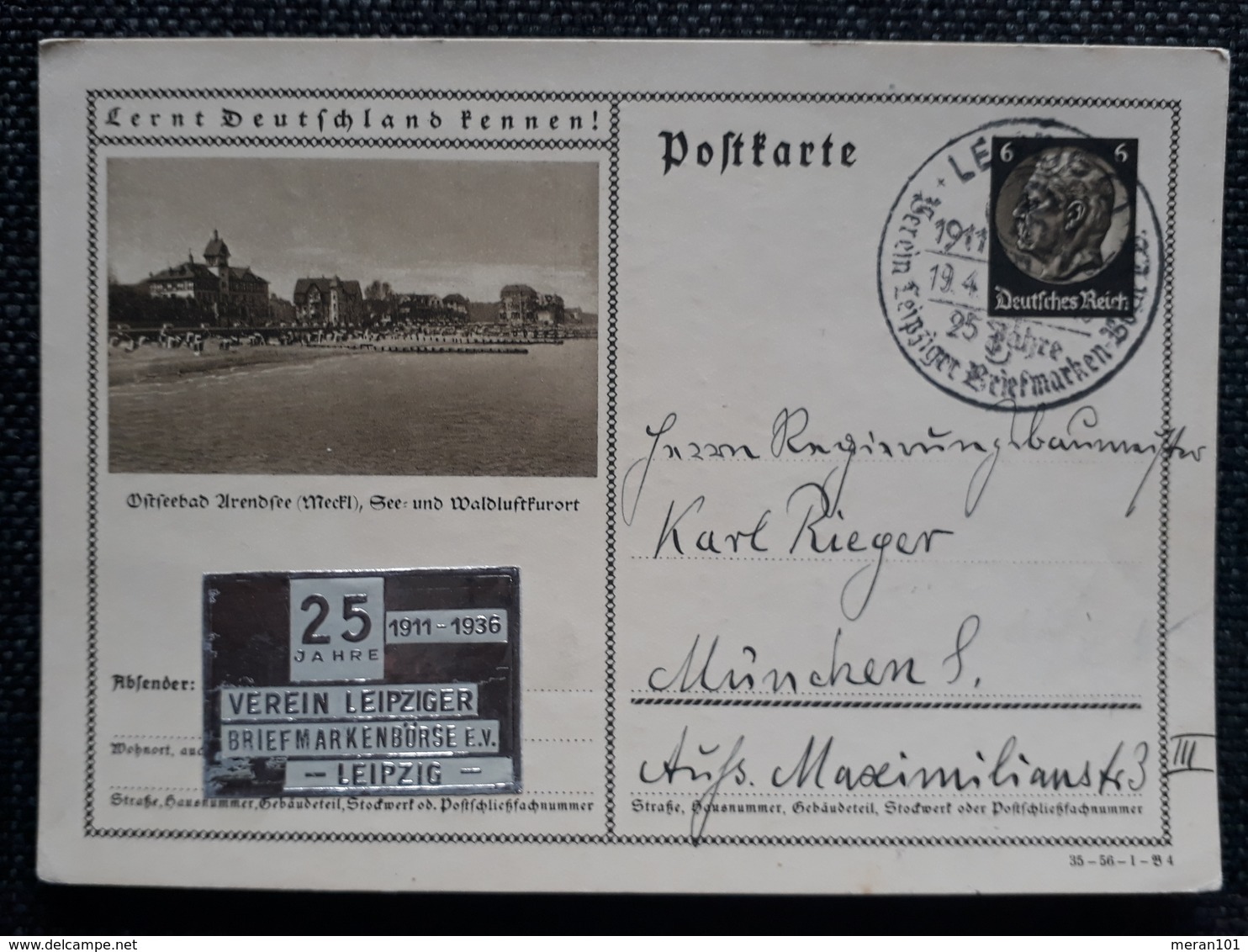 DR 1934, Bildpostkarte P232, Ostseebad LEIPZIG Sonderstempel - Storia Postale