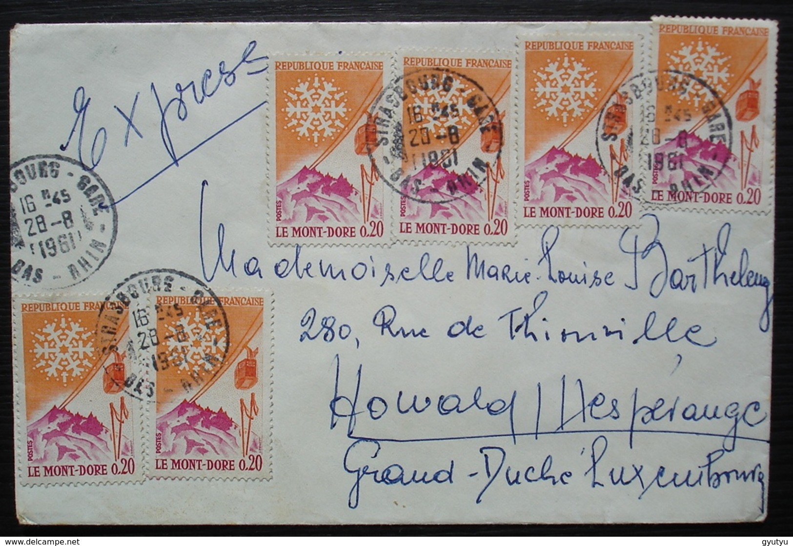 Strasbourg Gare 1961 Affranchissement Multiple Sur Lettre Pour Le Luxembourg - 1961-....