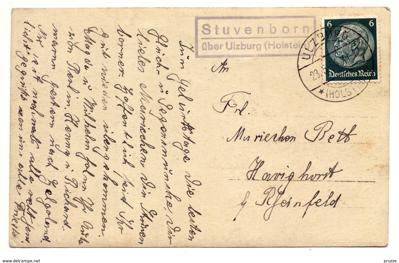 Stuvenborn Oder Ulzburg 1934 Nach Havighorst Bei Reinfeld - Mit Landpoststempel - Henstedt-Ulzburg