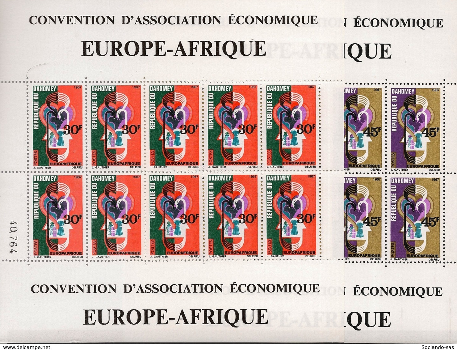 Dahomey - 1967 - N°Yv. 257 à 258 - Europafrique - Feuilles Complètes - Neuf Luxe ** / MNH / Postfrisch - Benin – Dahomey (1960-...)