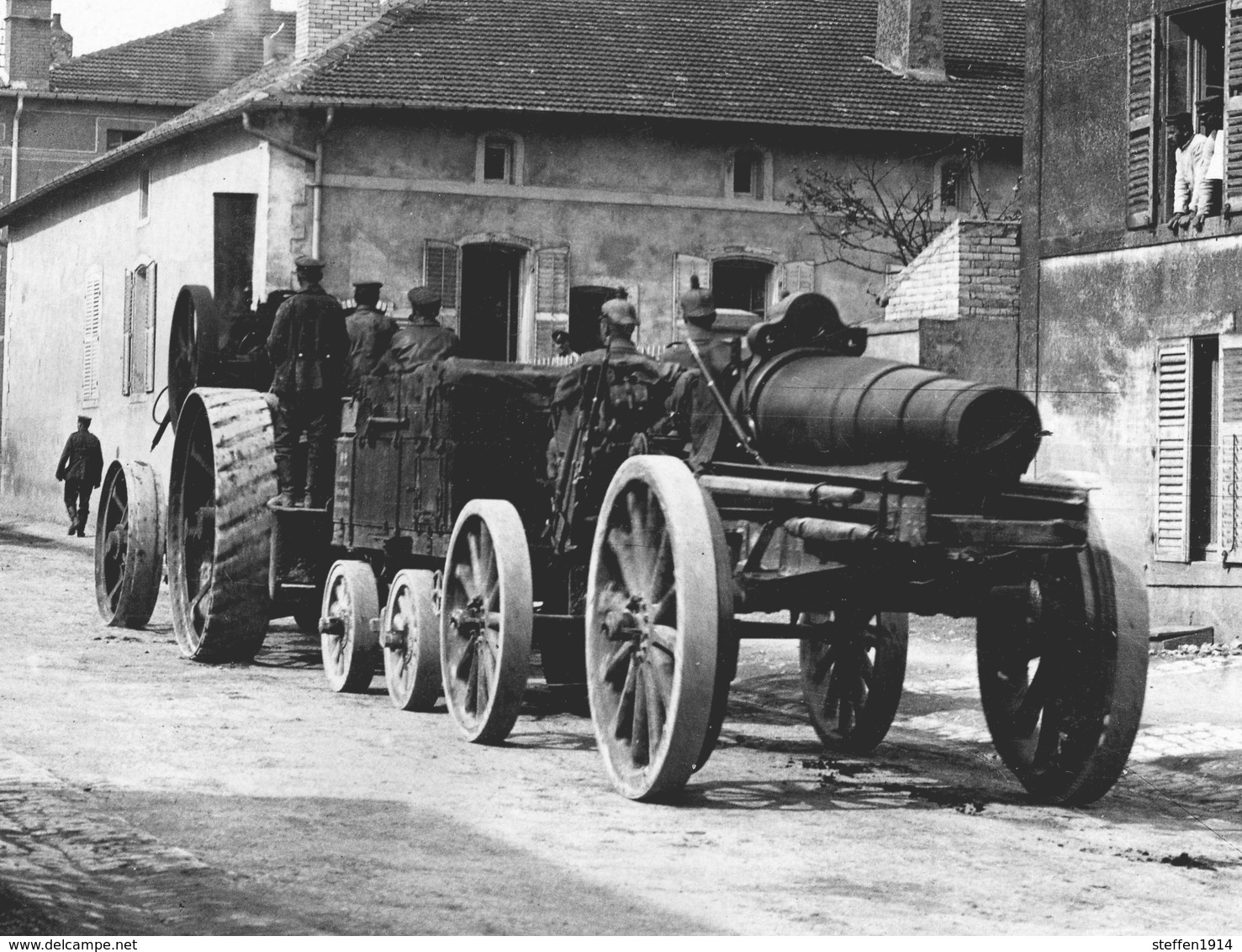 Frankreich ( 55 ?) Traktor Lanz Bulldog ? Geschütz  Artillerie -  Photo Allemande  WWI 1.WK Ca.13,5  X 9 Cm - Guerre 1914-18