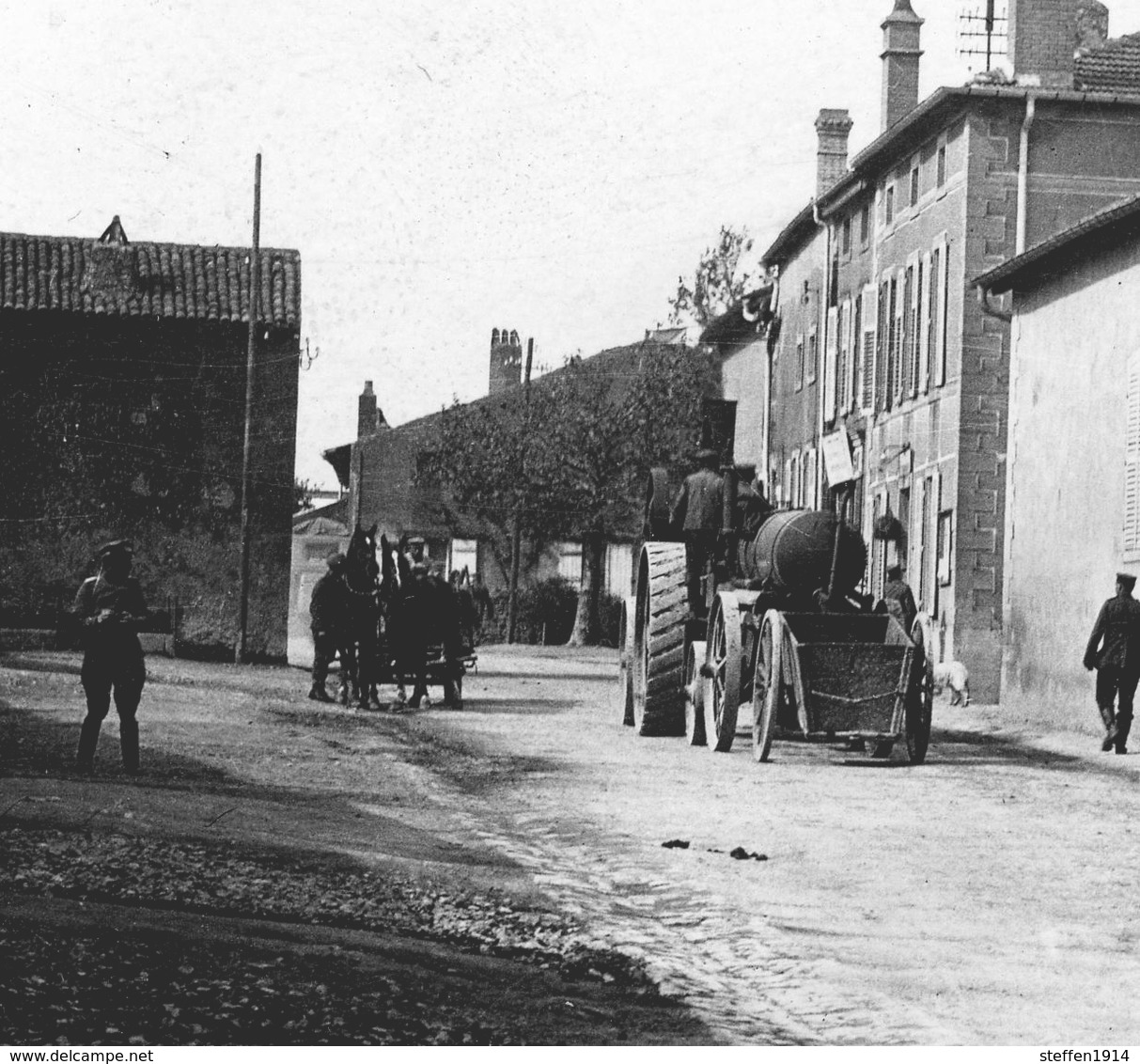 Frankreich ( 55 ?) Traktor Lanz Bulldog ? Geschütz  Artillerie -  Photo Allemande  WWI 1.WK Ca.13,5  X 9 Cm - Guerre 1914-18