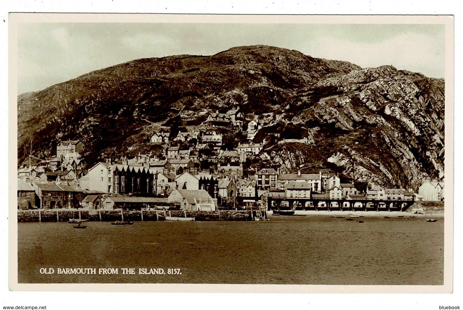 Ref 1344 - J. Salmon Real Photo Postcard Old Barmouth From The Island Merionethshire Wales - Merionethshire