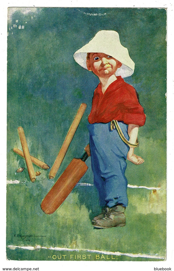 Ref 1344 - Early Cricket Comic Postcard - Young Boy "Out First Ball" - Sport Theme - Cricket