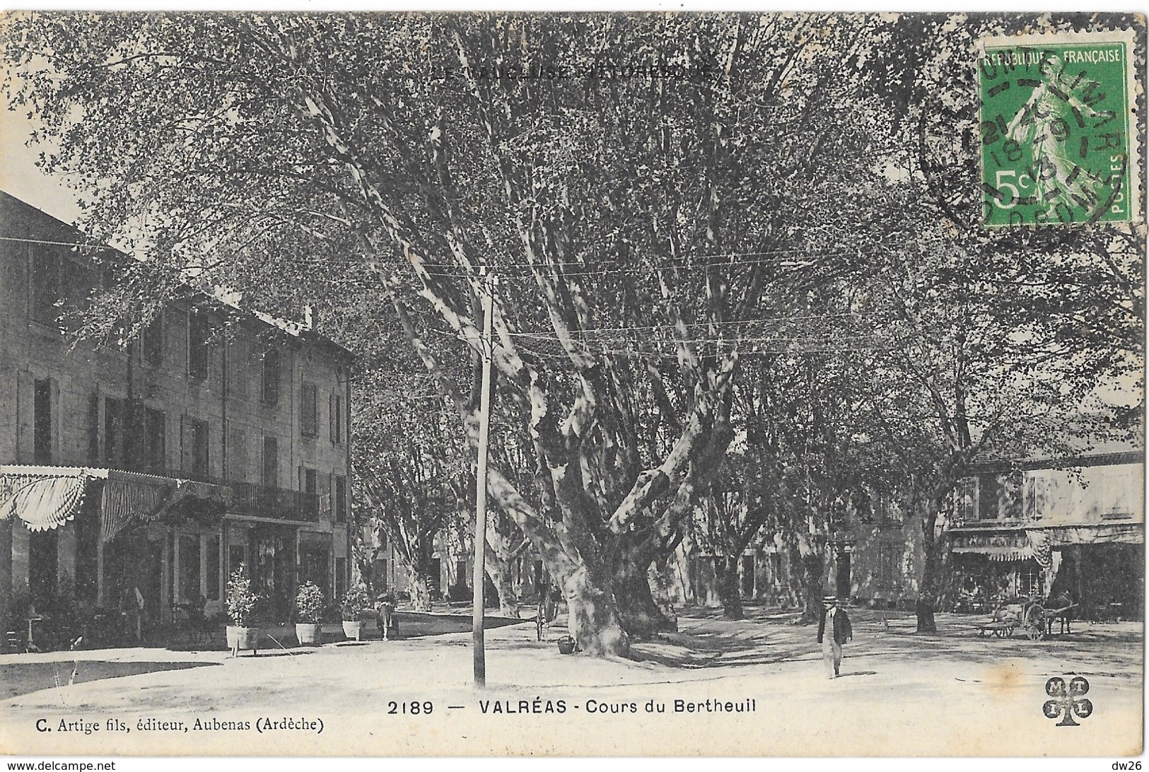 Valréas (Vaucluse) Cours Du Bertheuil, Sous Les Platanes - Edition C. Artige, Carte M.T.I.L. N° 2189 - Valreas