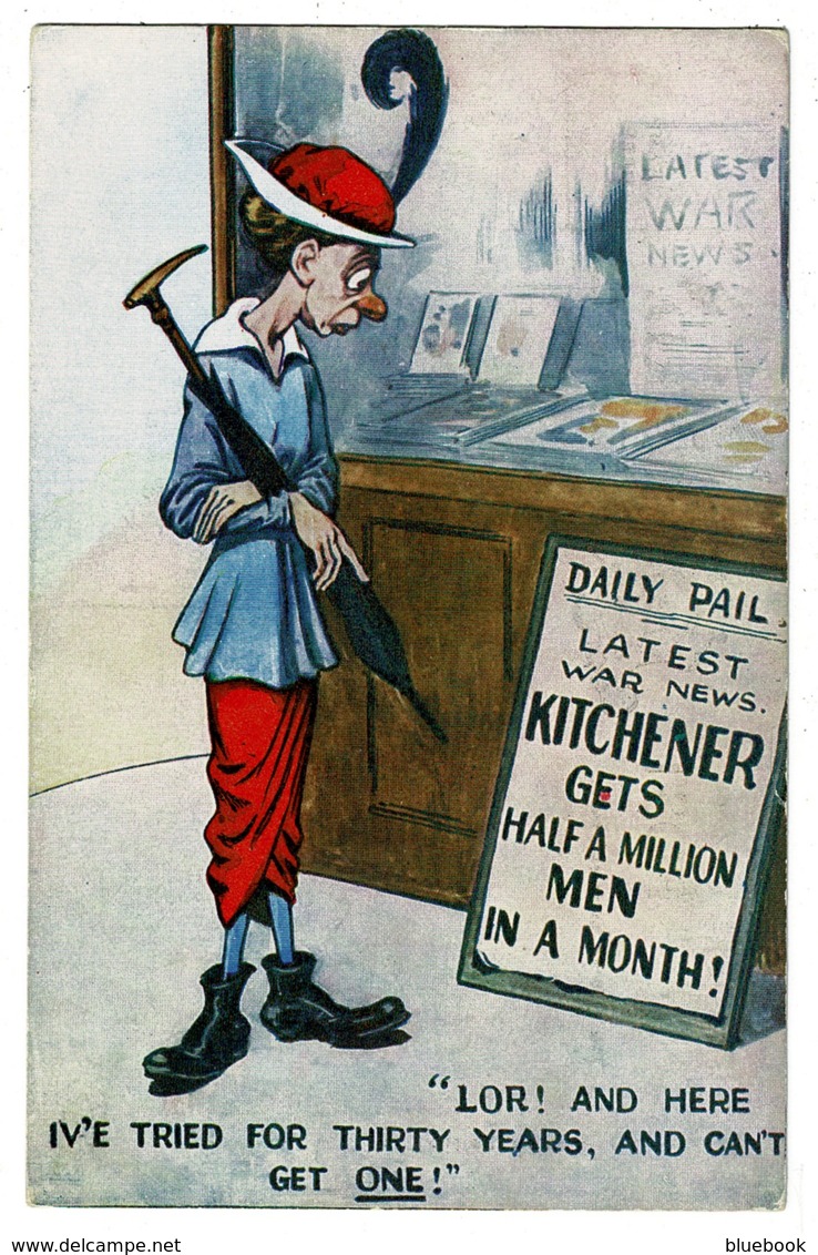 Ref 1345 - Early Comic WWI Military Political Postcard - Kitchener Recruiting Soldiers - Fumetti