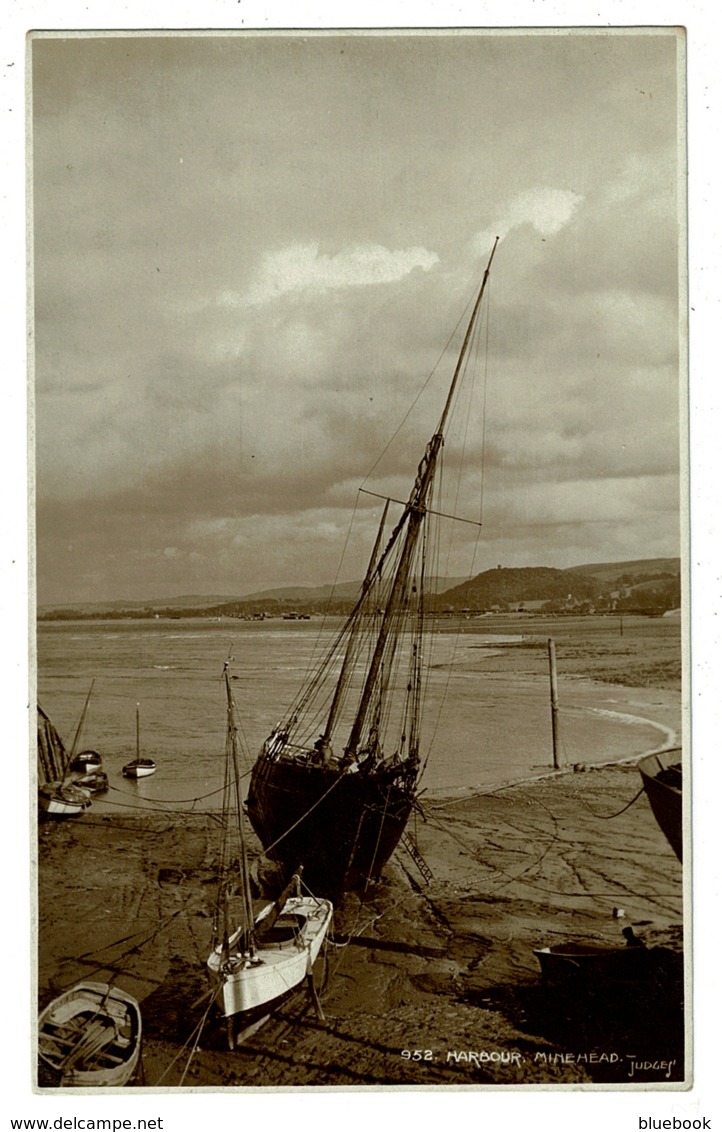 Ref 1345 - Judges Real Photo Postcard - Fishing Boat Minehead Harbour Somerset - Poetry - Minehead