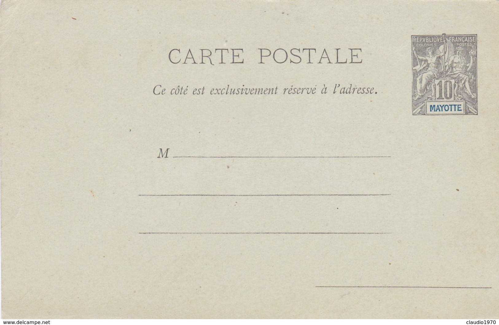 MAYOTTE - INTERO POSTALE 10 C. - Interi Postali & PAP