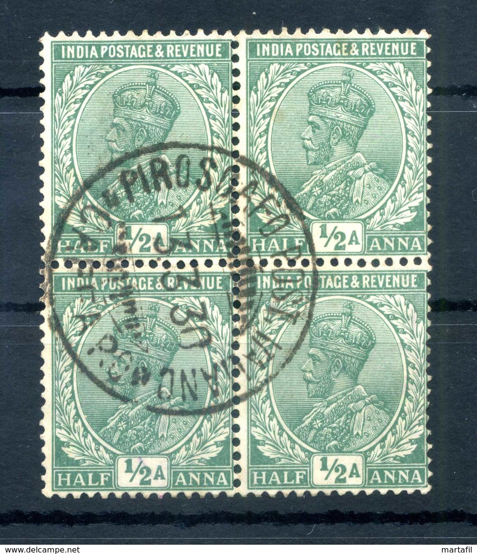 India Quartina ½a ANNULLO "13.3.30 PIROSCAFO POSTALE ITALIANO" - 1911-35 Roi Georges V