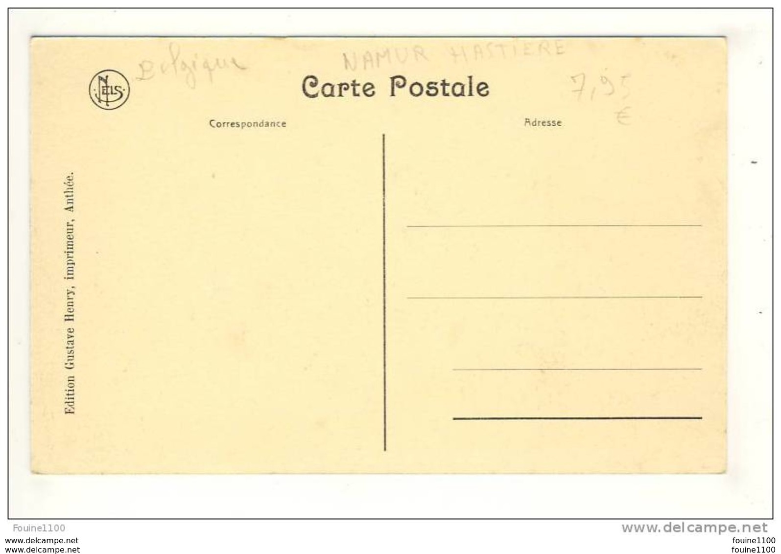 Carte De Anthée Route D' Hastière Vers Fontaine Les Tours Du Château ( Paysan ) - Hastière