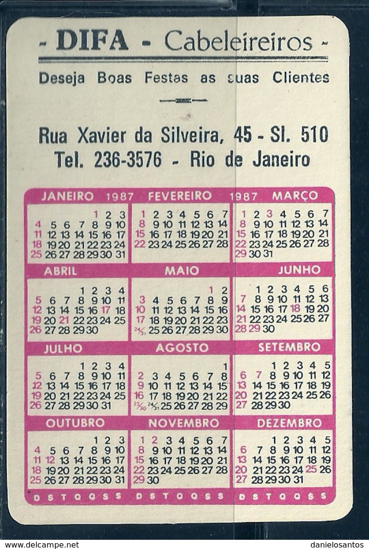 1987 Pocket Calendar Calandrier Calendario Portugal Rio De Janeiro Brasil - Grand Format : 1981-90