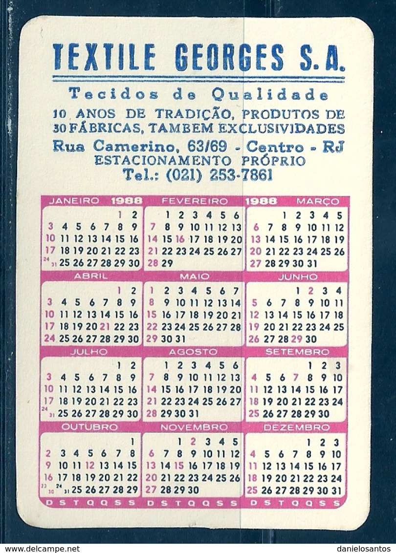 1988 Pocket Calendar Calandrier Calendario Portugal Riode Janeiro Cristo Rei - Grand Format : 1981-90