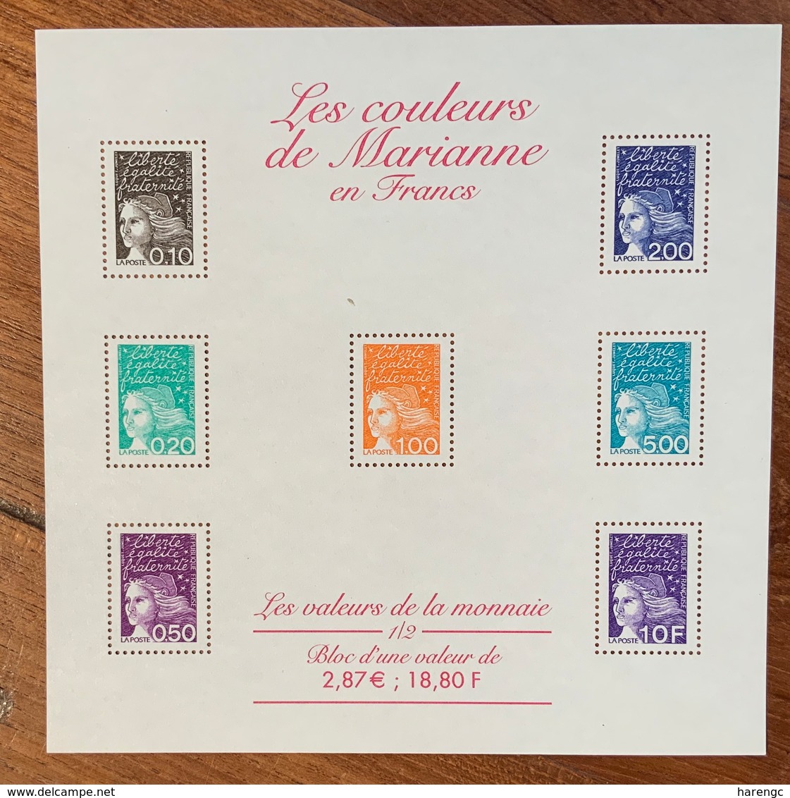 Bloc Neuf Les Couleurs De Marianne En Francs - Nuovi