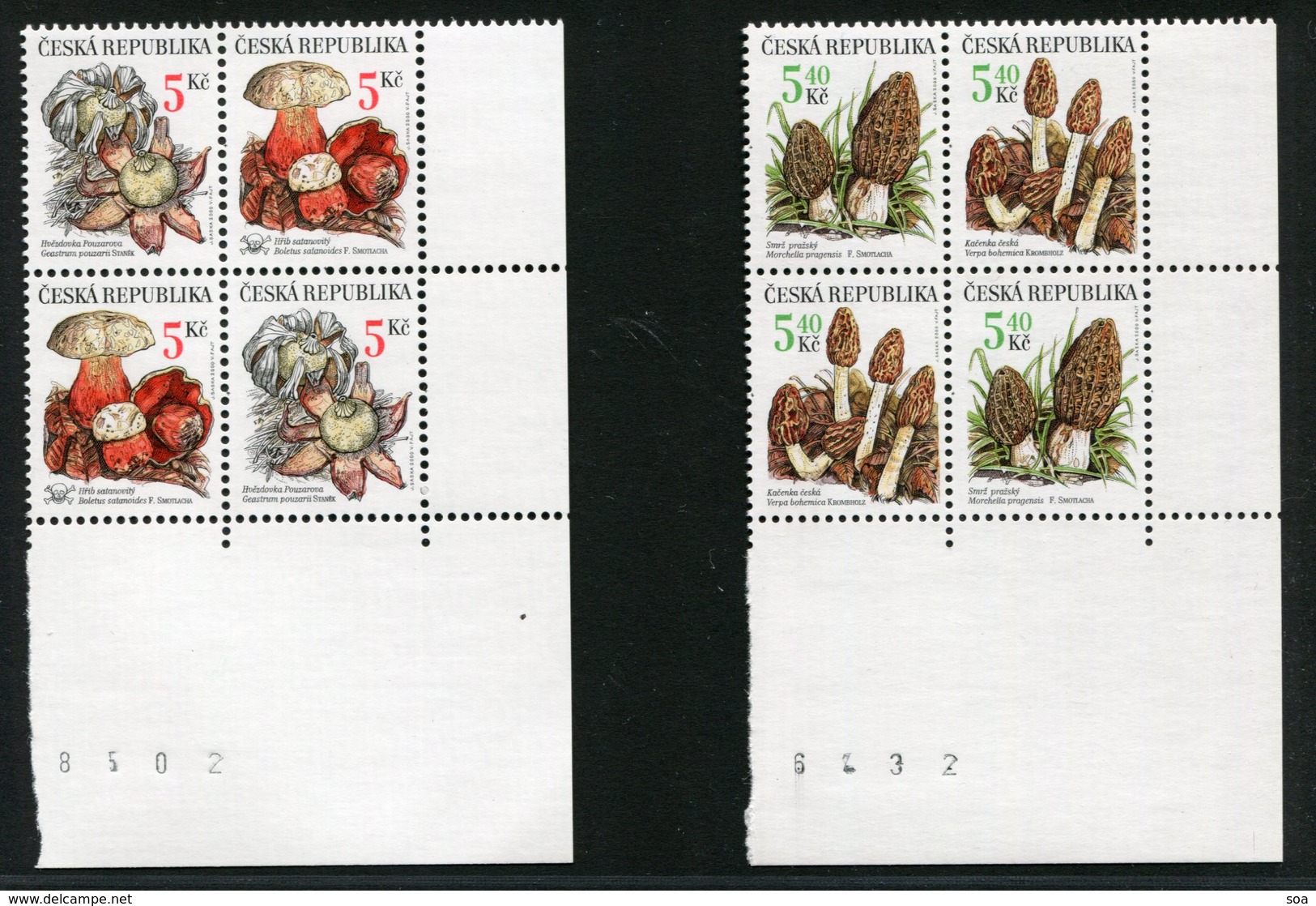 SALE  Czech Republic 2000 2 Blocks Of 4 MNH  Mushrooms - Pilze