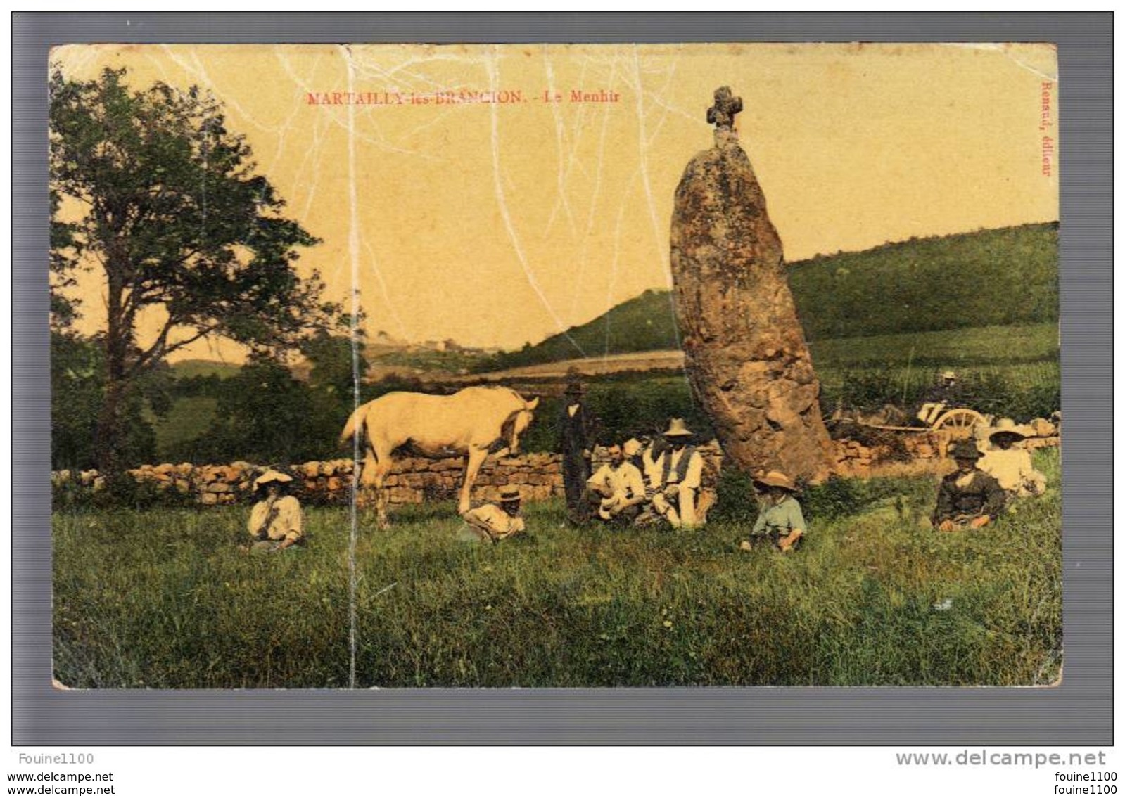 Martailly Les Brancion Le Menhir Au Dos Dos Tampon De Jacqueroux à Tournus ( Recto Verso ) MAUVAIS ETAT - Altri & Non Classificati