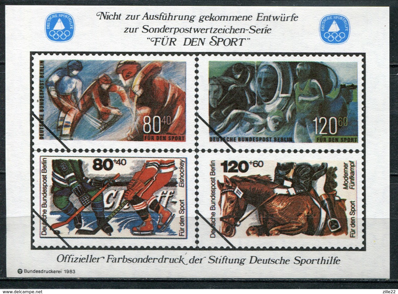 Cinderella Vignette Deutsche Sporthilfe Entwürfe "Für Den Sport" - Draft For Sports Series 1983 - Eishockey