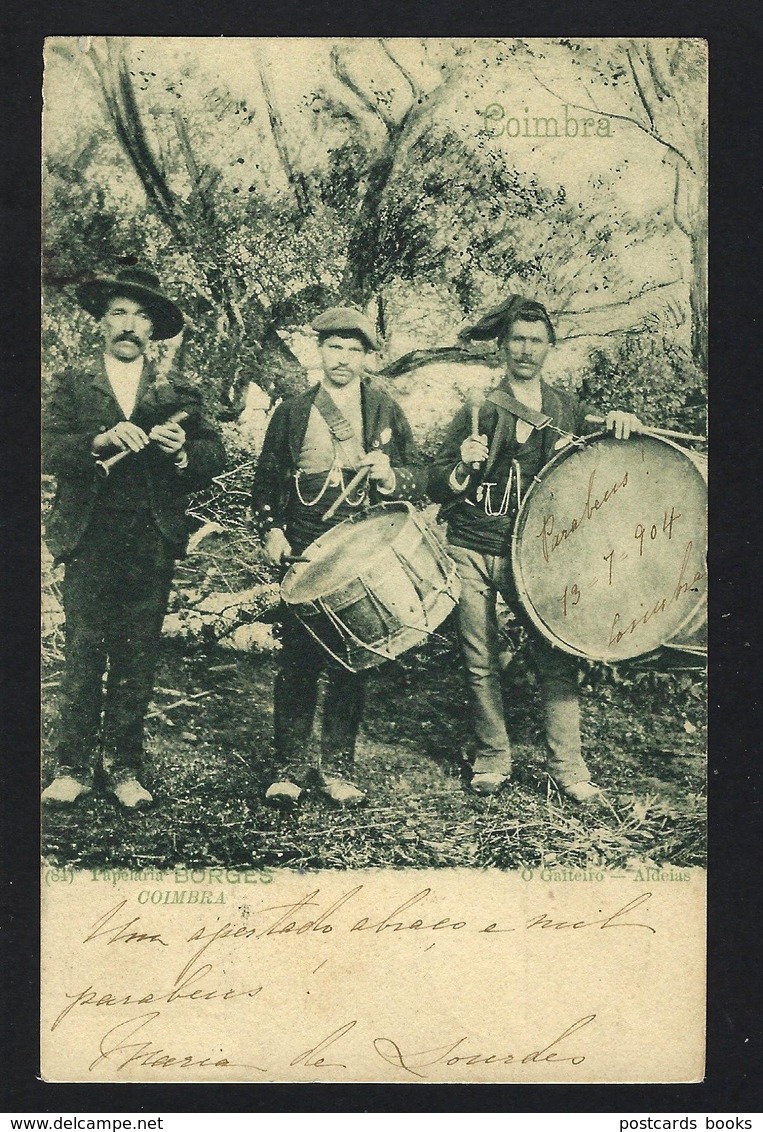 Postal Antigo De Costumes: COIMBRA O Gaiteiro - Aldeias. Edição Da PAPELARIA BORGES. Old Postcard Portugal 1900s - Coimbra